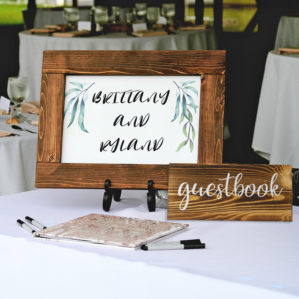 Wooden Wedding Reception Signs (Set of 3, Brown) - sh1637dar0mnw