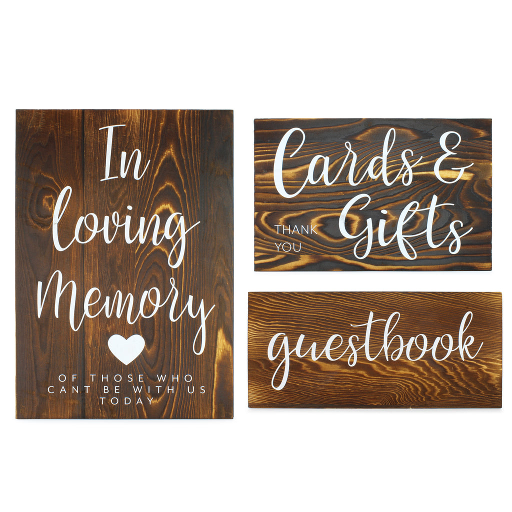 Wooden Wedding Reception Signs (Brown, Case of 16 Sets) - SH_1637_CASE