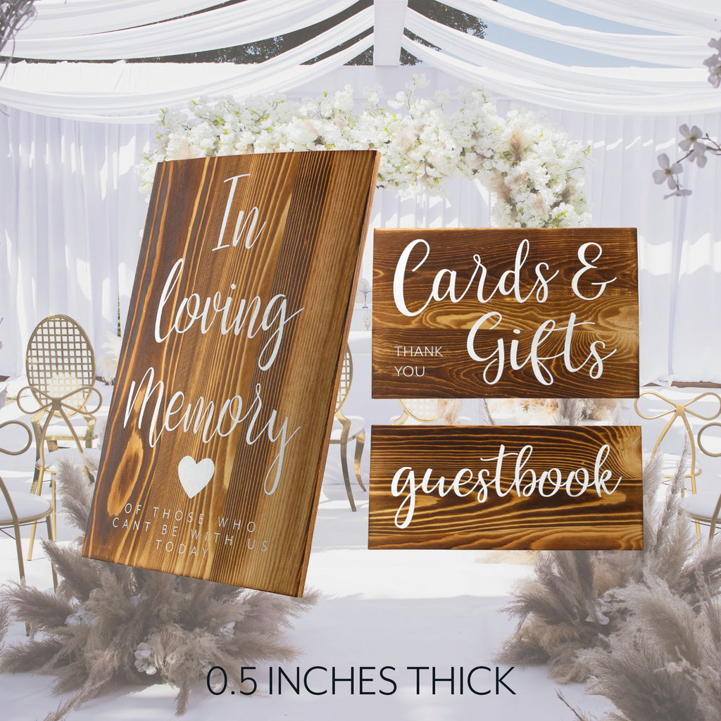 Wooden Wedding Reception Signs (Set of 3, Brown) - sh1637dar0mnw