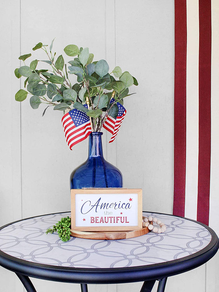 4th of July Signs, Set of 2 Decorative Wood Americana Patriotic Signs - sh1685ah1USA
