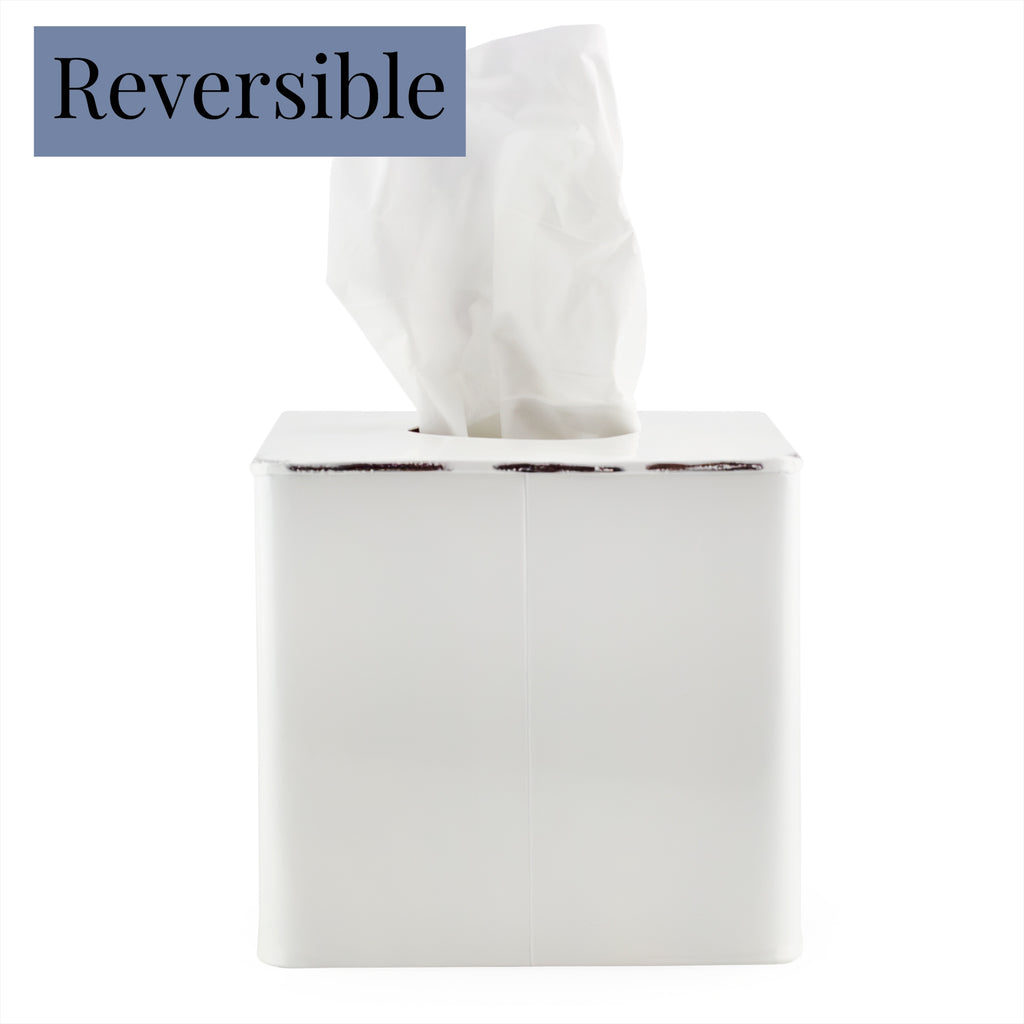 Enamelware Square Tissue Box Cover (White) - sh1706ah1TISSUE