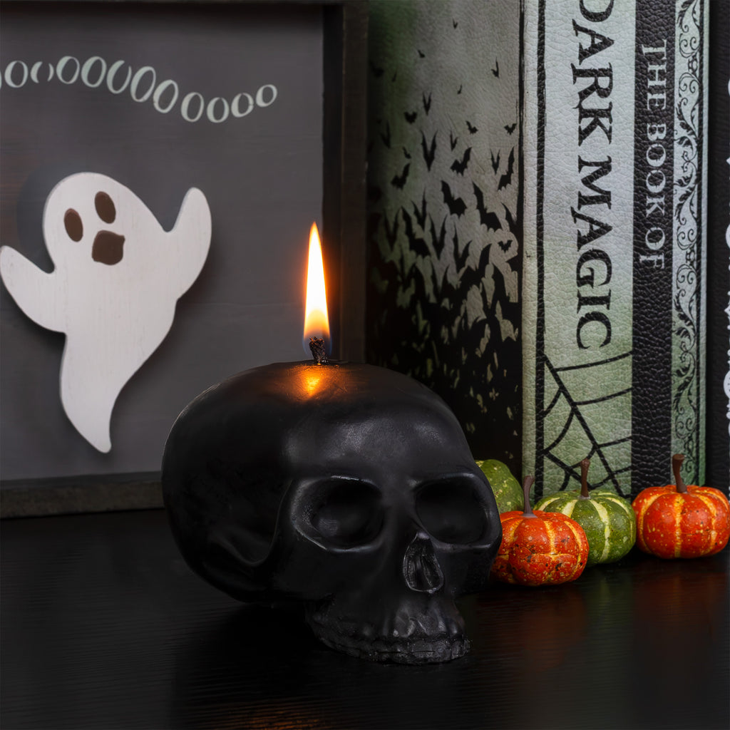 Large Skull Shaped Candle (Black) - sh1595dar0mnw