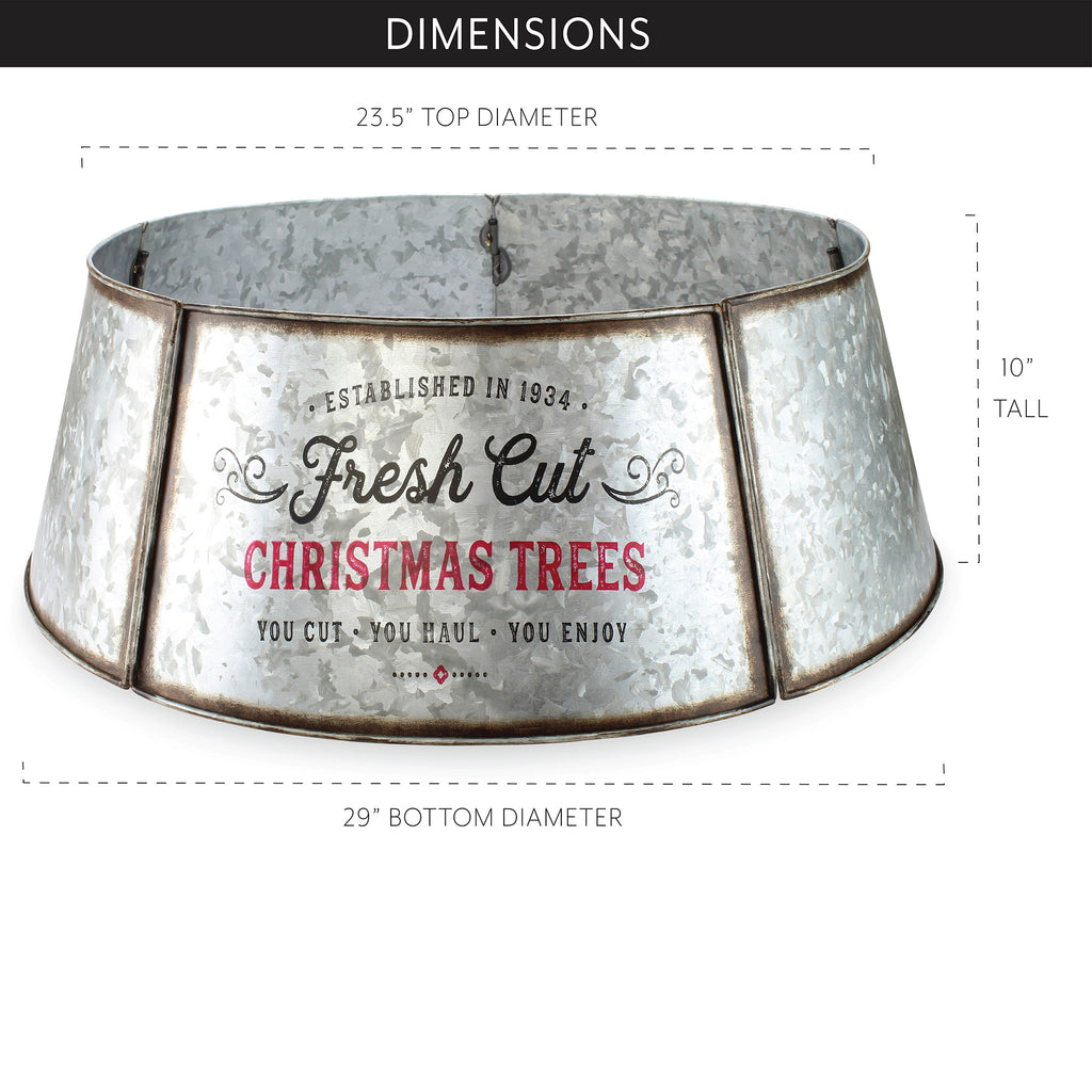Galvanized Metal Christmas Tree Collar (29-Inch) - sh1761ah1Gr29