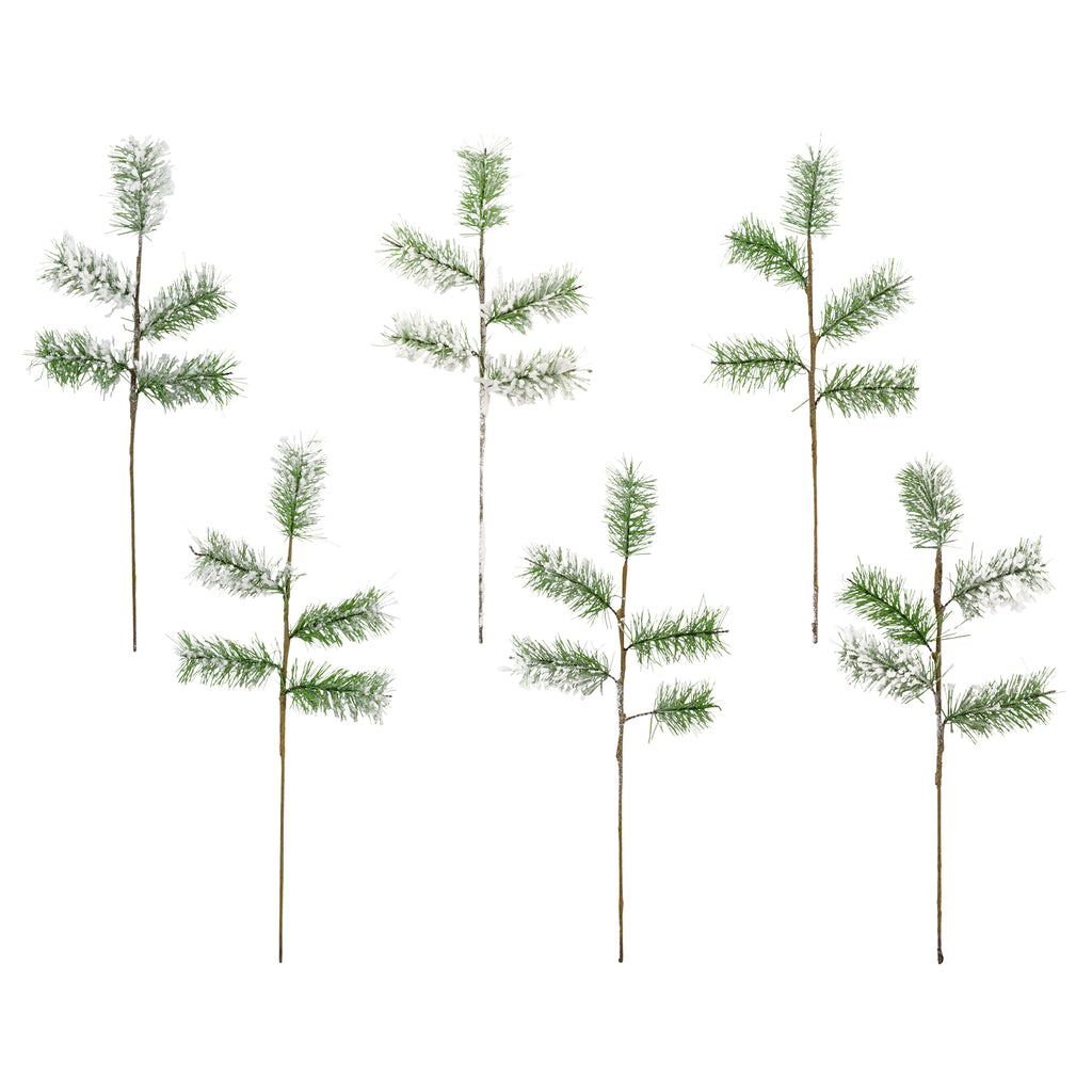 Flocked Evergreen Greenery Picks (Case of 60) - SH_1764_CASE