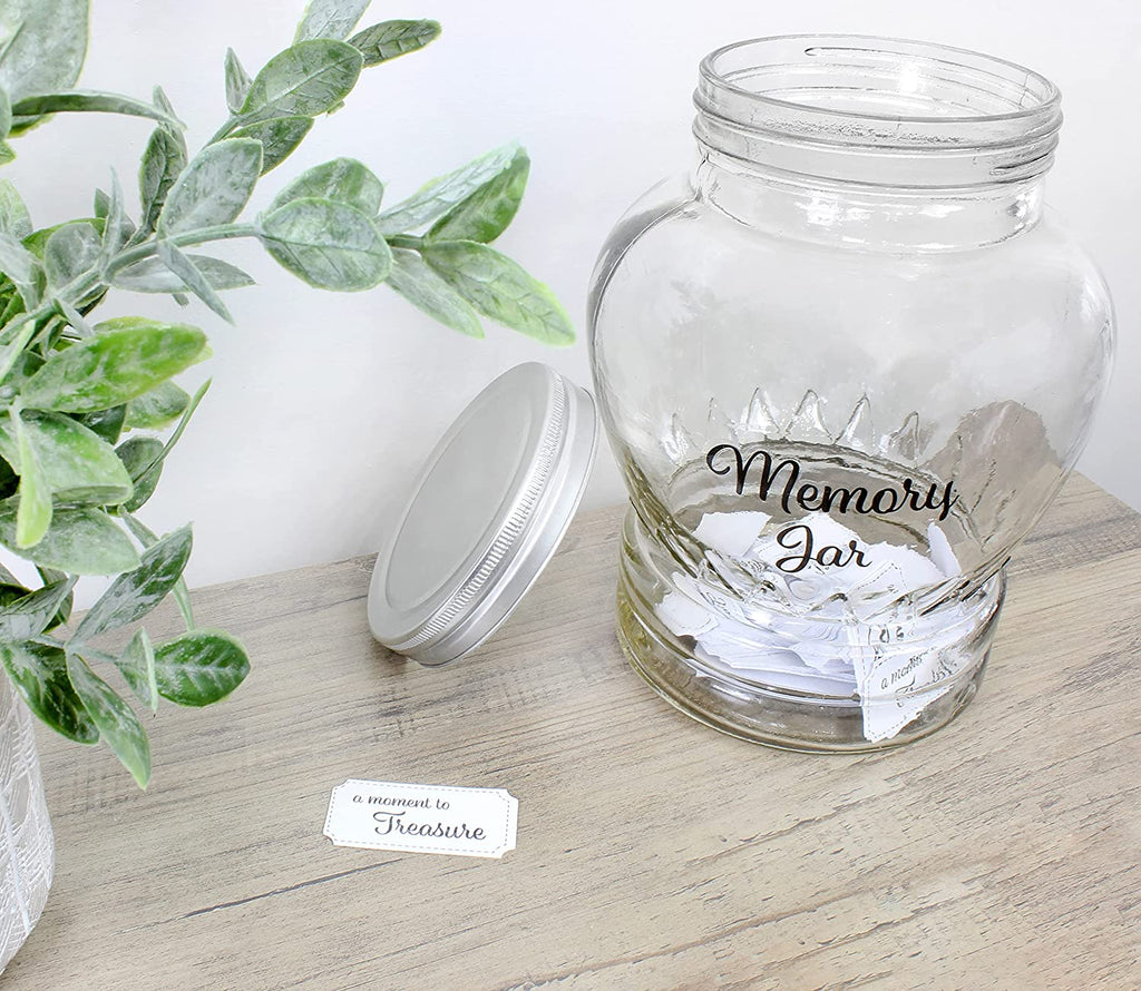 Clear Glass Memory Jar, Family Keepsake Gift with 200 Write-On Tickets (Case of 12) - 12X_SH_1770_CASE