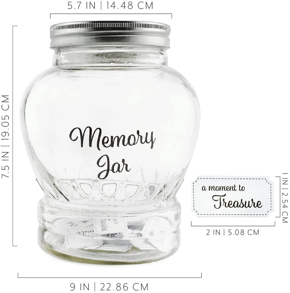 Clear Glass Memory Jar, Family Keepsake Gift with 200 Write-On Tickets (Case of 12) - SH_1770_CASE