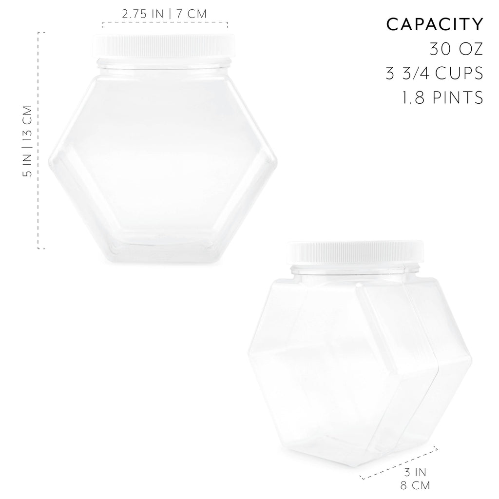 Plastic Hexagon Shaped Jars (Case of 96) - 24X_SH_1950_CASE