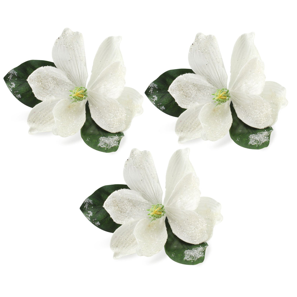 Christmas Magnolia Floral Picks (3-Pack, White) - sh1790ah1White