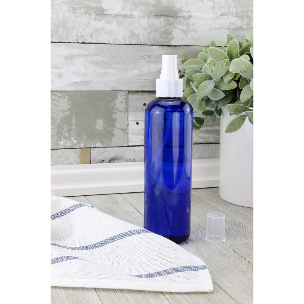 8oz Blue PLASTIC Spray Bottles w/ White Fine Mist Atomizers (6-Pack) - sh1805cb0Blue