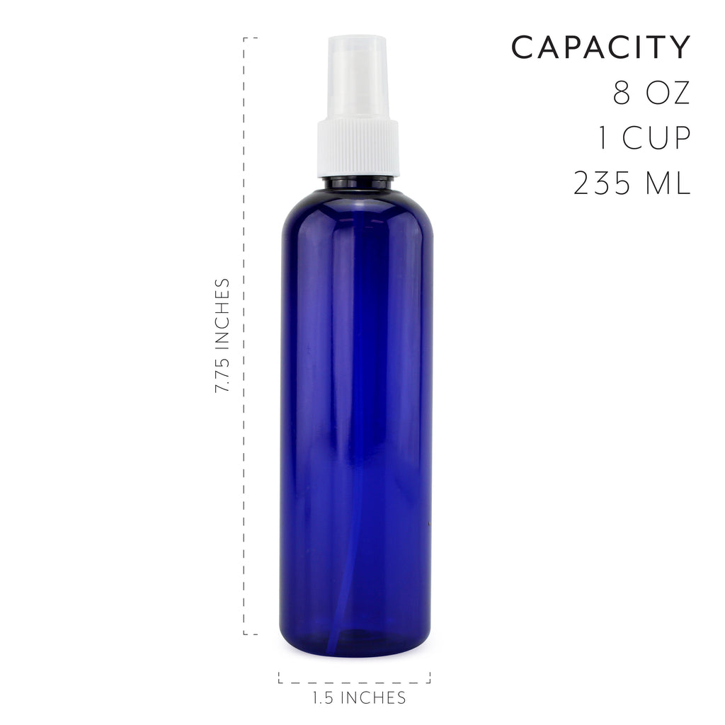 8oz Blue PLASTIC Spray Bottles w/ Fine Mist Atomizers (120-Pack, White Top) - 20X_SH_1805_BUNDLE