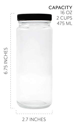 16oz Glass Juice Jars (12-pack) - sh1813cb012pk