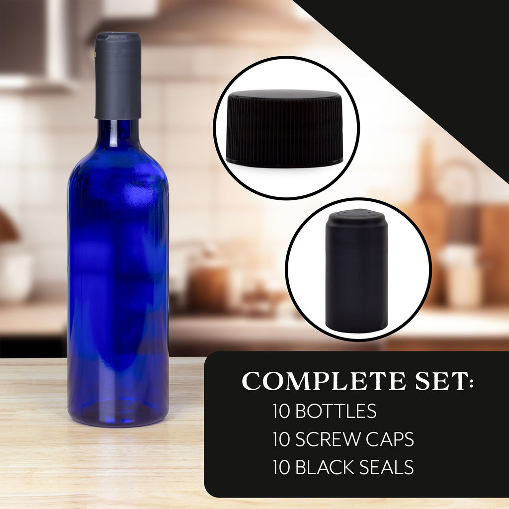 Plastic Wine Bottles (10-Pack, Blue) - sh1800cb0BLUE