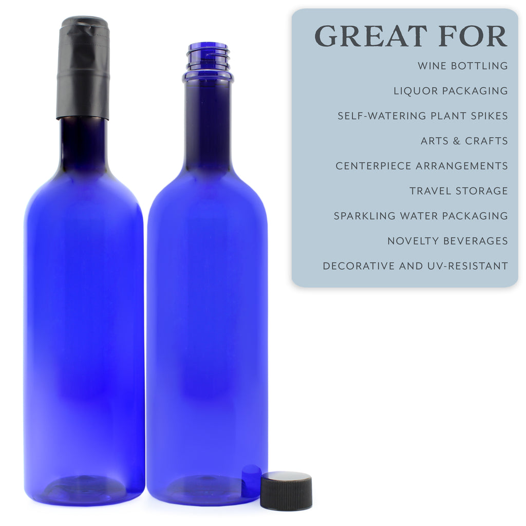 Plastic Wine Bottles (Case of 60, Blue) - 6X_SH_1800_CASE