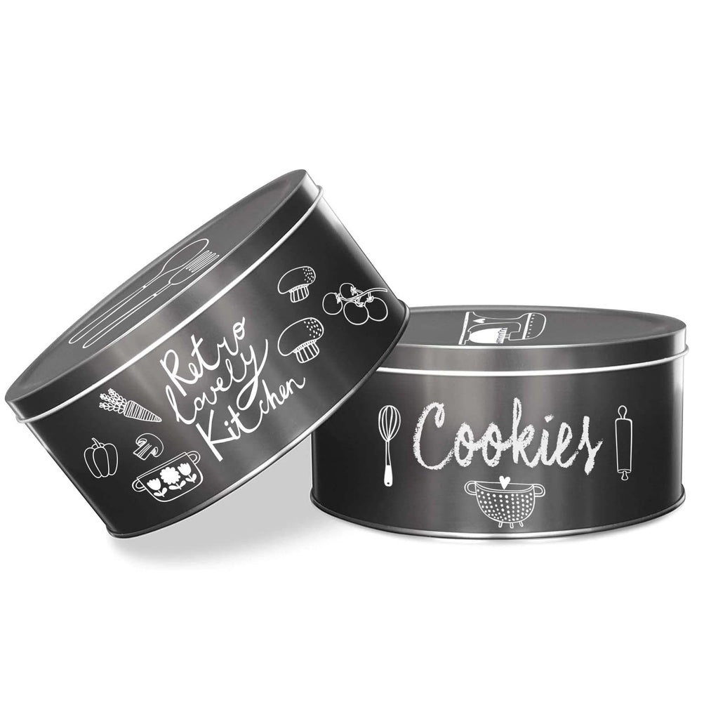Black Chalkboard Cookie Tins (Set of 2) - sh1806Dcr0Tins
