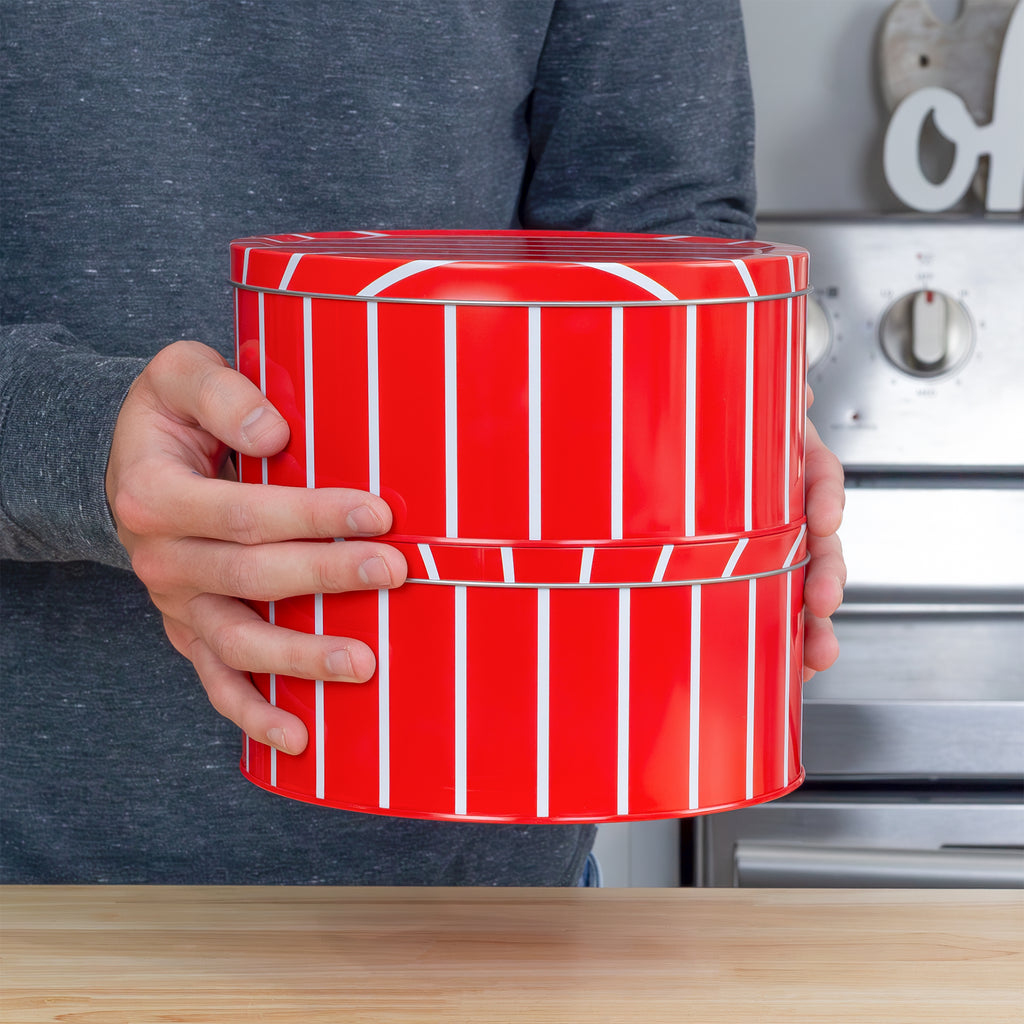 Red Striped Cookie Tins (2-pack, 7.75 x 3.6 Inches) - sh1811Dcr0RED