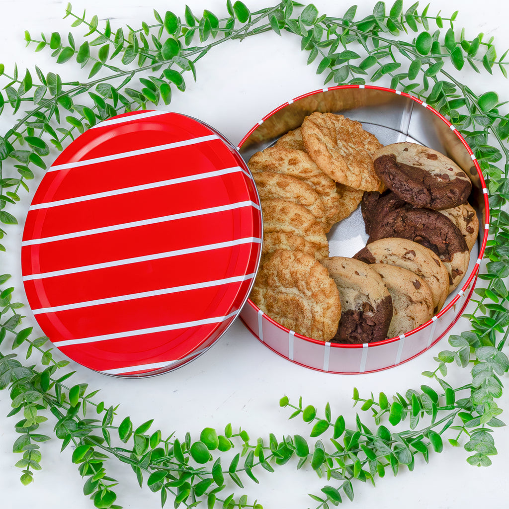 Red Striped Cookie Tins (2-pack, 7.75 x 3.6 Inches) - sh1811Dcr0RED