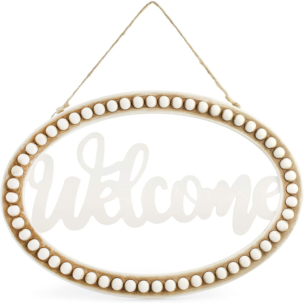 Beaded Wooden Welcome Sign (Case of 8) - 8X_SH_1741_CASE