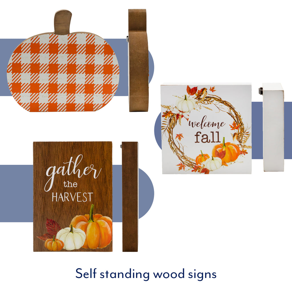 Fall Wood Block Signs (Set of 3) - sh1743ah1Blck