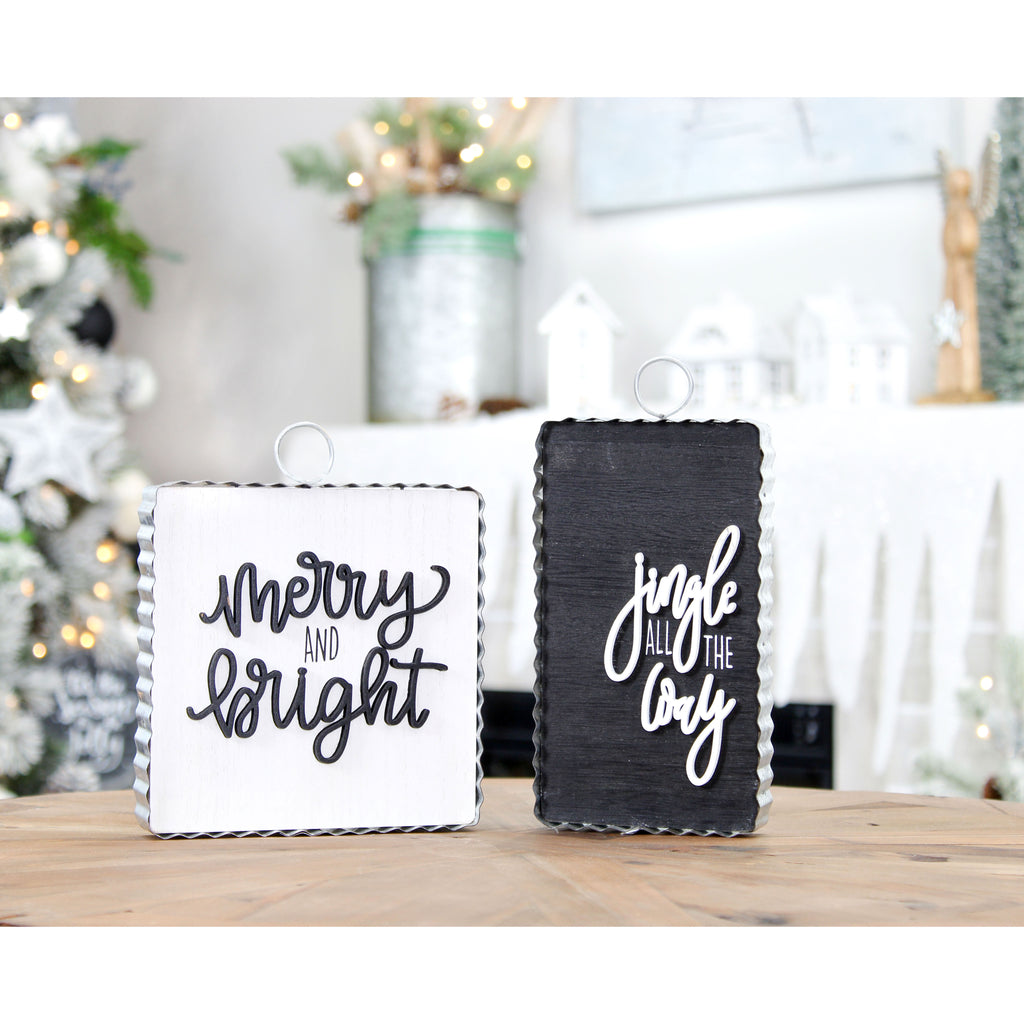 Reversible Christmas/Winter Sign Set (2-Piece Set with 4 Designs, Case of 4) - SH_1744_CASE