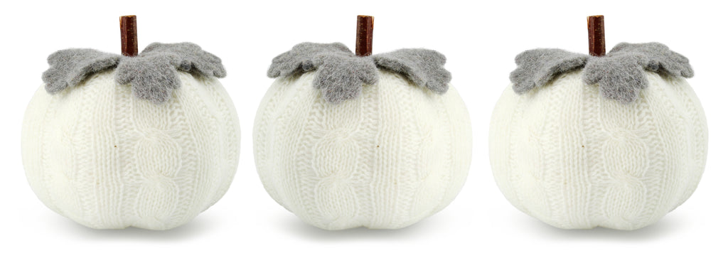 Sweater Pumpkins (Set of 3, White) - sh1827ah1Pump