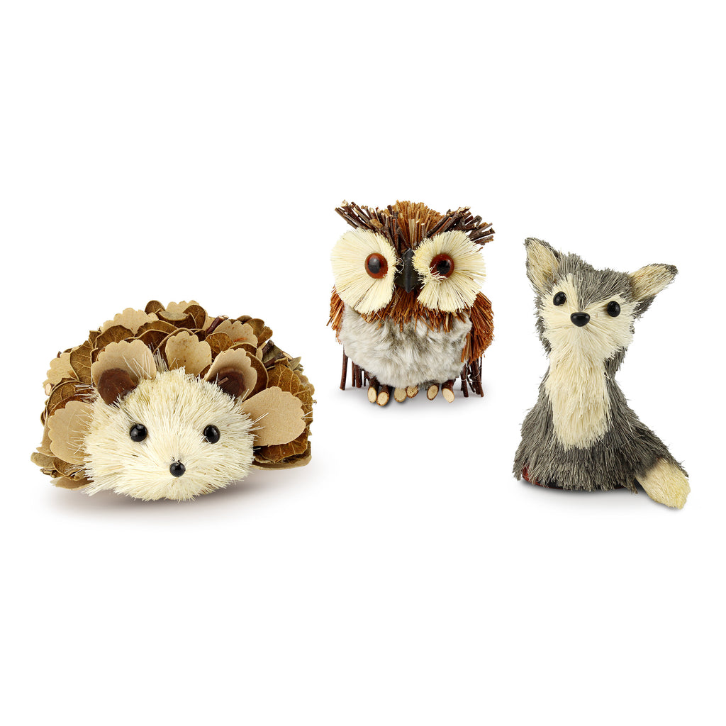 Woodland Friends Figurines Fox/Owl/Hedgehog (Case of 36 Sets) - 36X_SH_1828_CASE