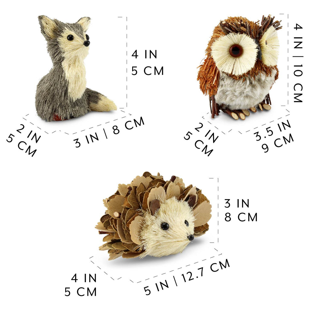 Woodland Friends Figurines Fox/Owl/Hedgehog (Case of 36 Sets) - 36X_SH_1828_CASE