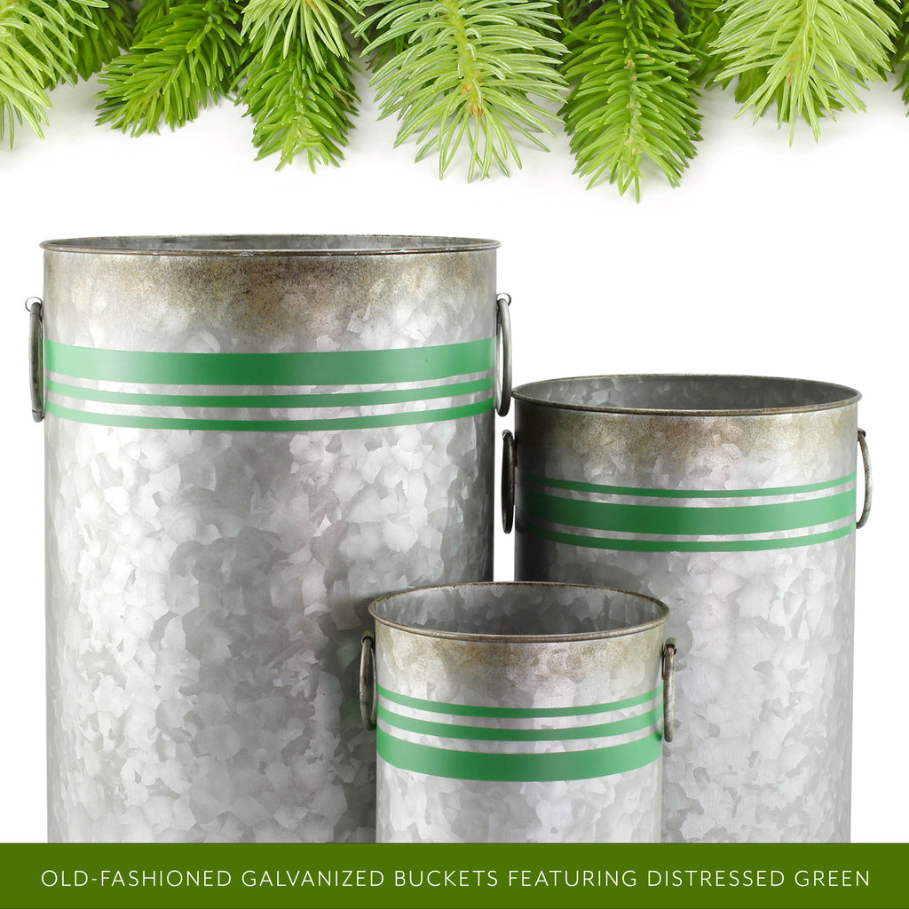 Galvanized Greenery Buckets (Case of 4 Sets) - 4X_SH_1823_CASE