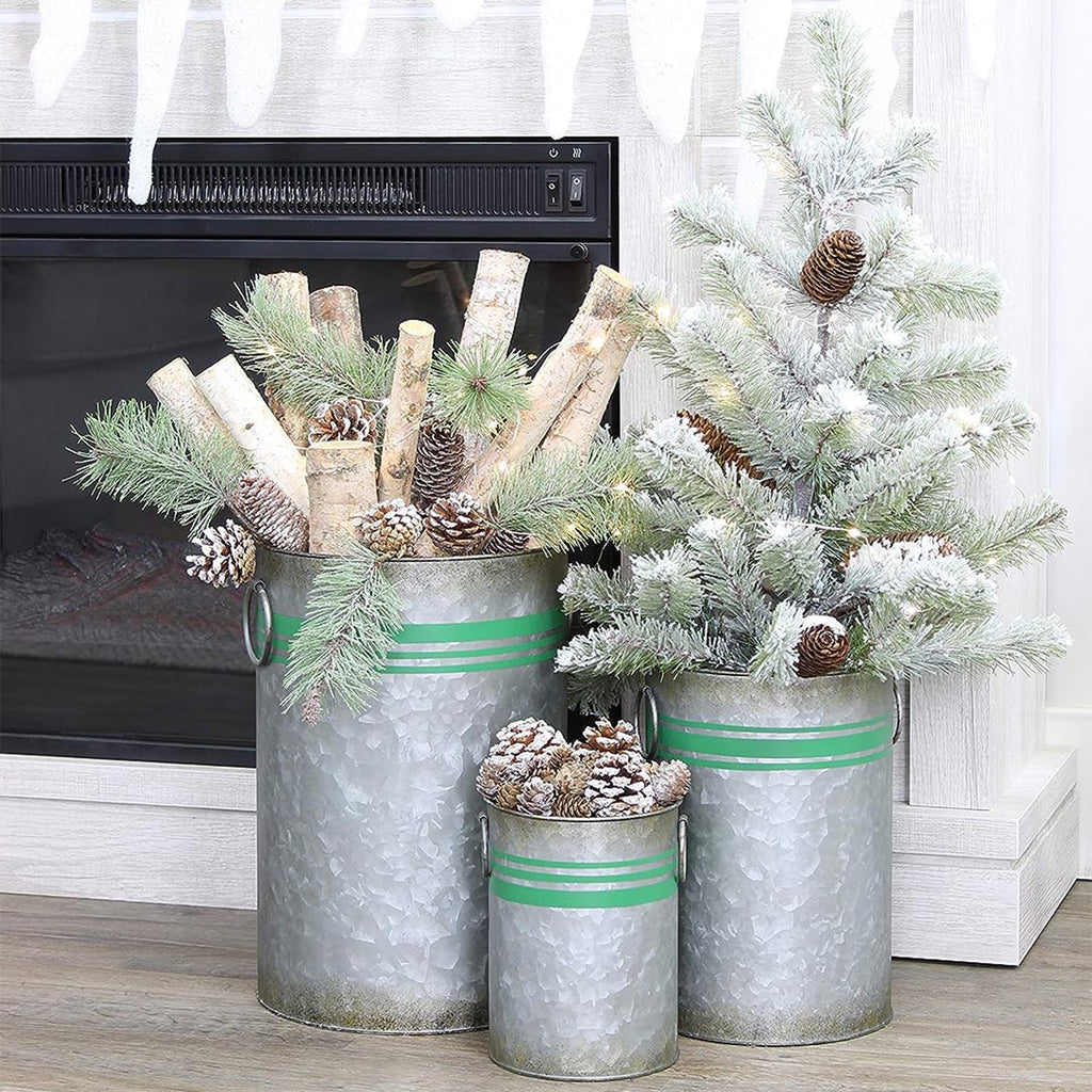 Galvanized Greenery Buckets (Case of 4 Sets) - 4X_SH_1823_CASE