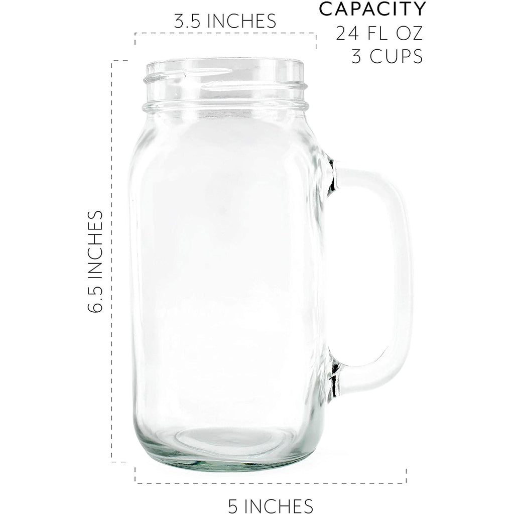 Mason Jar Mugs with Handles (24oz, Clear, 4-Pack) - sh1814dar0aep