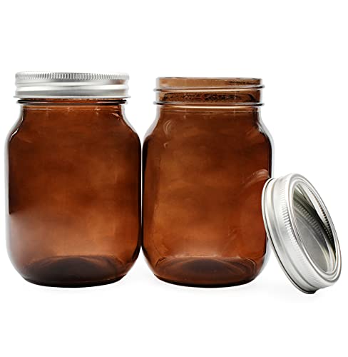 Amber Glass Mason Jars (Pint Size, Case of 48) - 8X_SH_1820_CASE