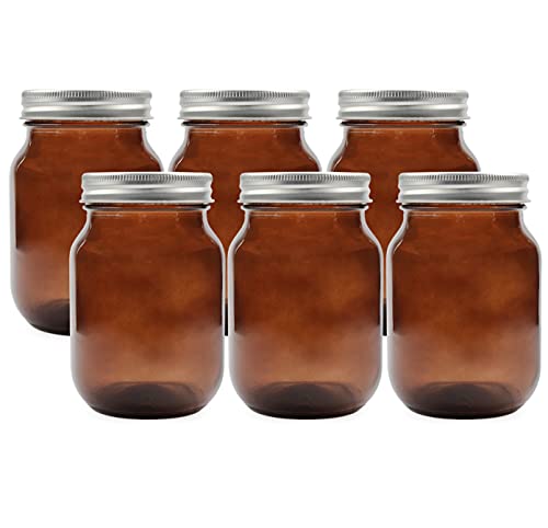 Amber Glass Mason Jars (Pint Size, Case of 48) - 8X_SH_1820_CASE