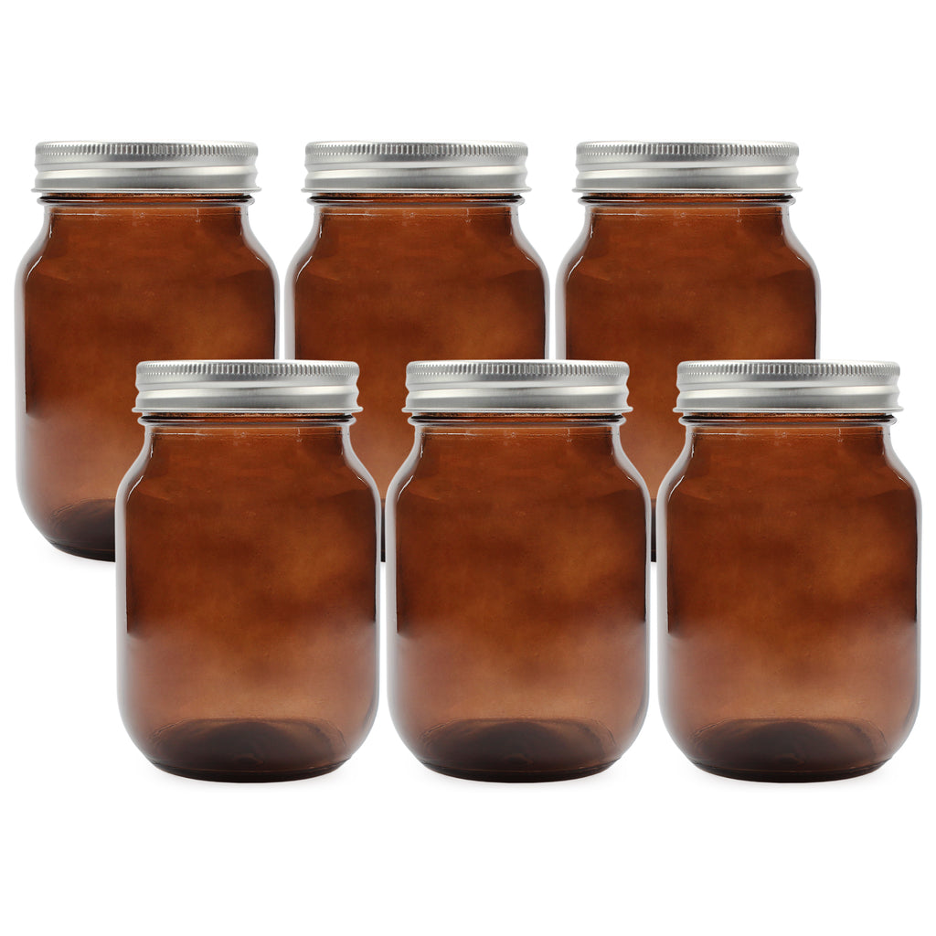 Amber Glass Mason Jars (Pint Size, Case of 48) - SH_1820_CASE