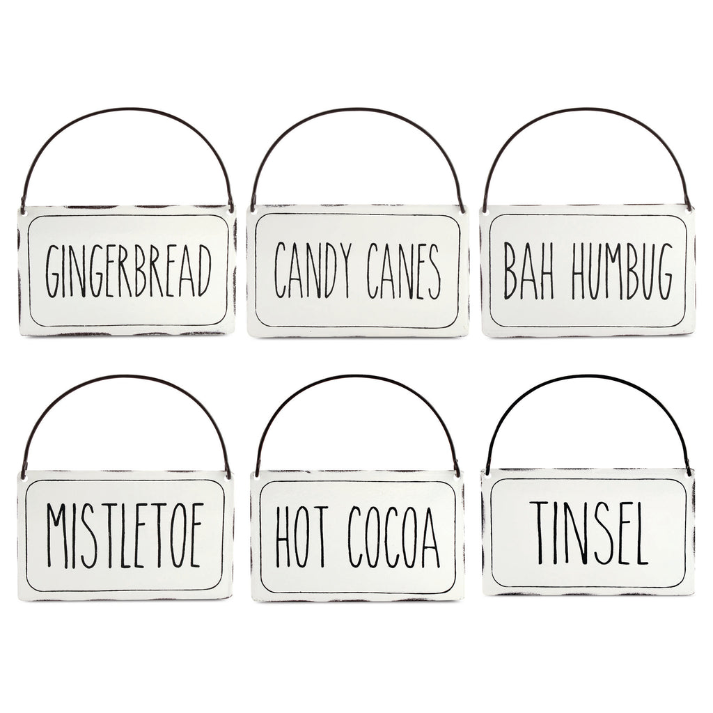 Rustic Signs Christmas Ornaments (White, Case of 12 Sets) - 12X_SH_1794_CASE