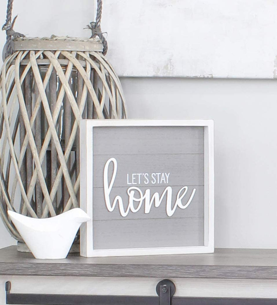 Rustic Home Sign, Lets Stay Home (Gray) - sh1808ah1Home