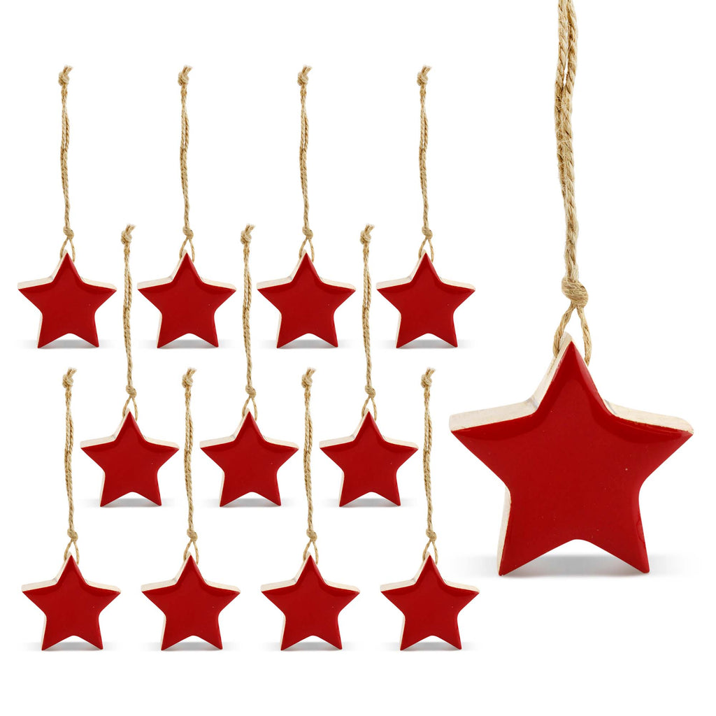 Farmhouse Star Ornaments (12-Pack, Red) - sh1781ah1RED
