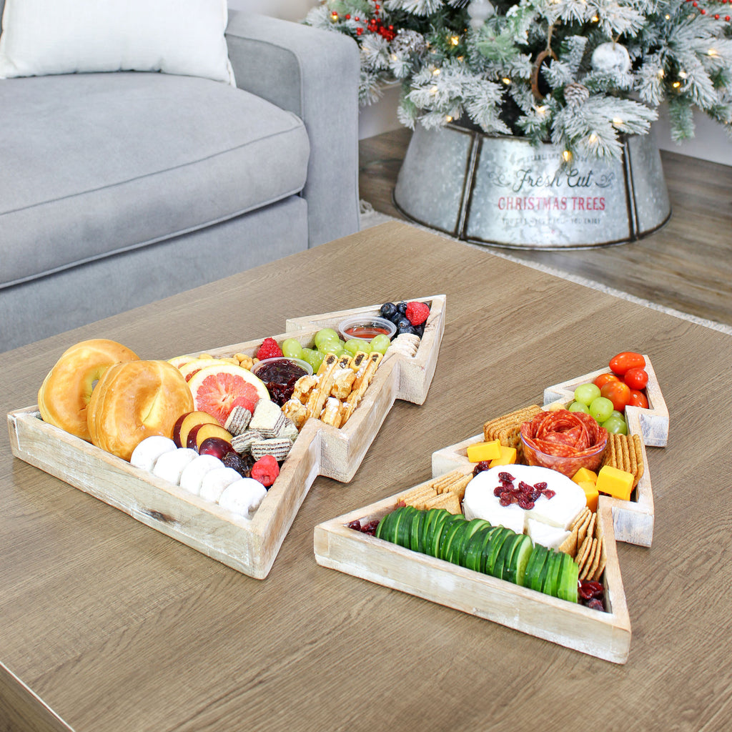 Wooden Christmas Tree Trays (Nested Set of 2, Natural) - sh1757ah1Trees