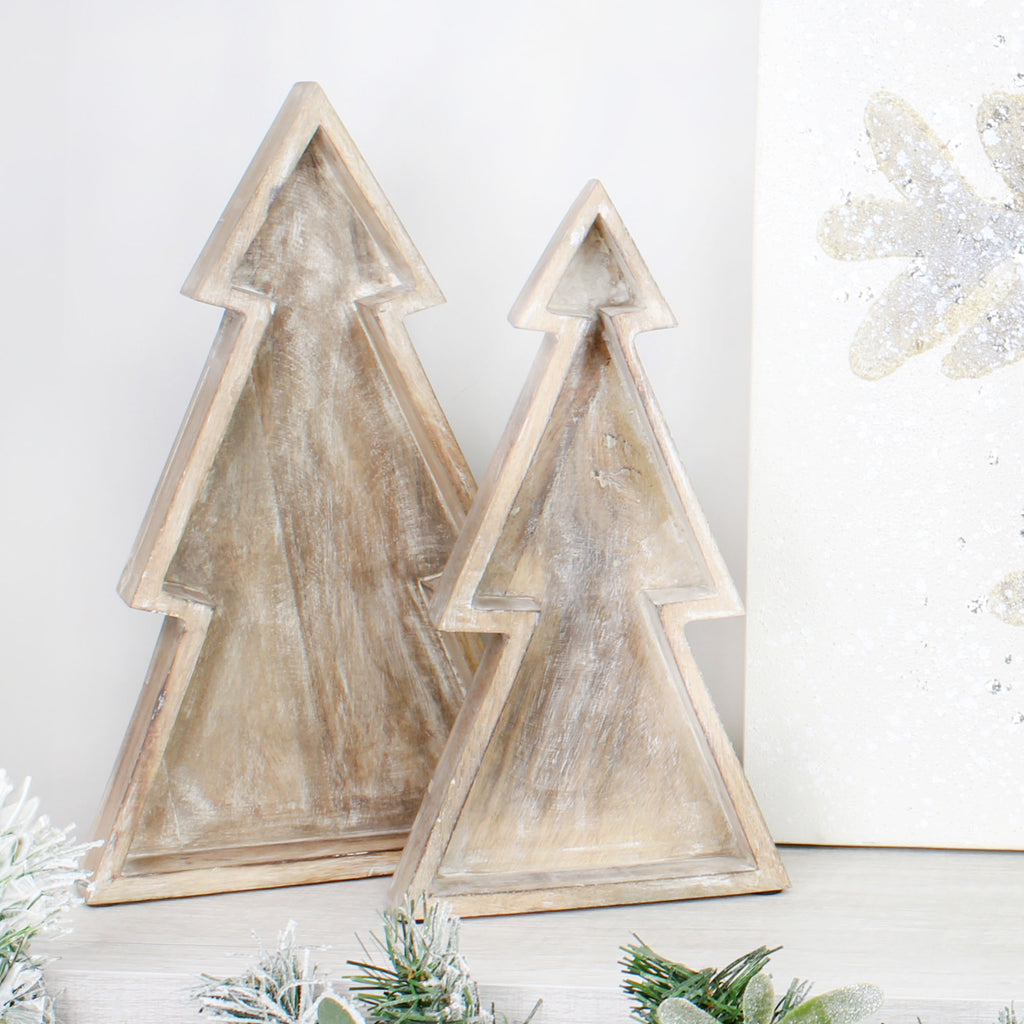 Wooden Christmas Tree Trays (Case of 10 Sets) - SH_1757_CASE