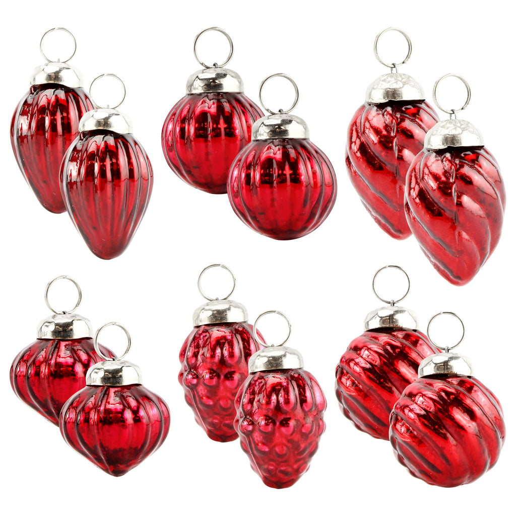 Small Glass Finial Ornaments (Set of 12, Dark Red) - sh1831ah1RMD