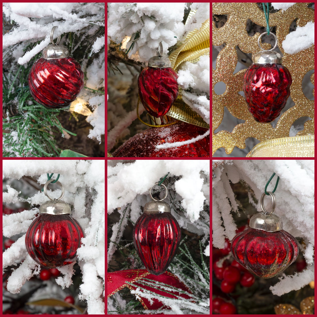 Small Glass Finial Christmas Ornaments (Set of 12, Dark Red) - sh1831ah1RMD