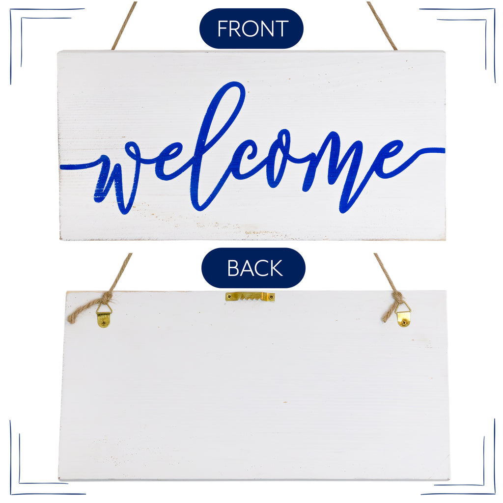 Farmhouse Wooden Welcome Sign (White, 12x6in) - sh1884ah1Welcome