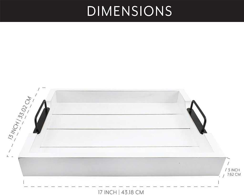 Rustic White Wood Serving Tray (Case of 6) - 6X_SH_1885_CASE
