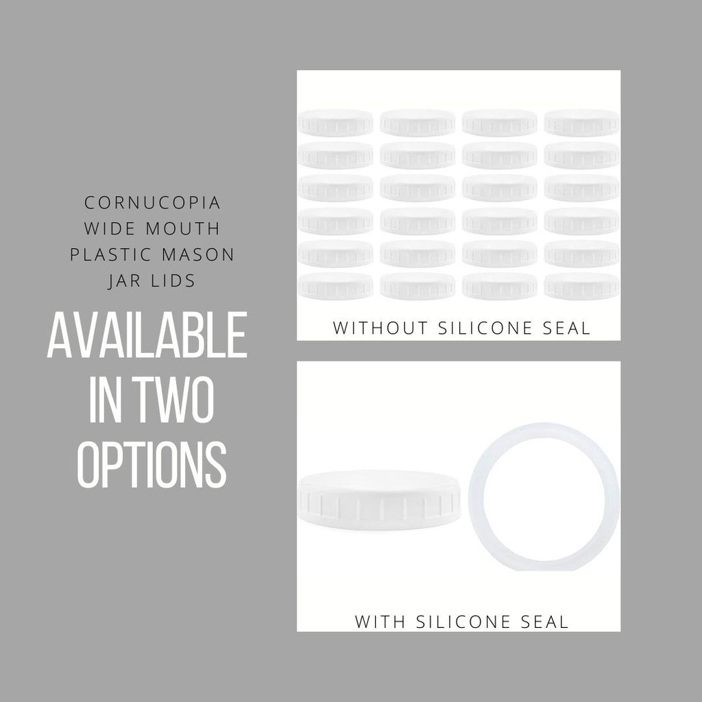 Wide Mouth Plastic Mason Jar Lids w/ Silicone Seal Rings (Case of 576) - 24X_SH_1876_CASE