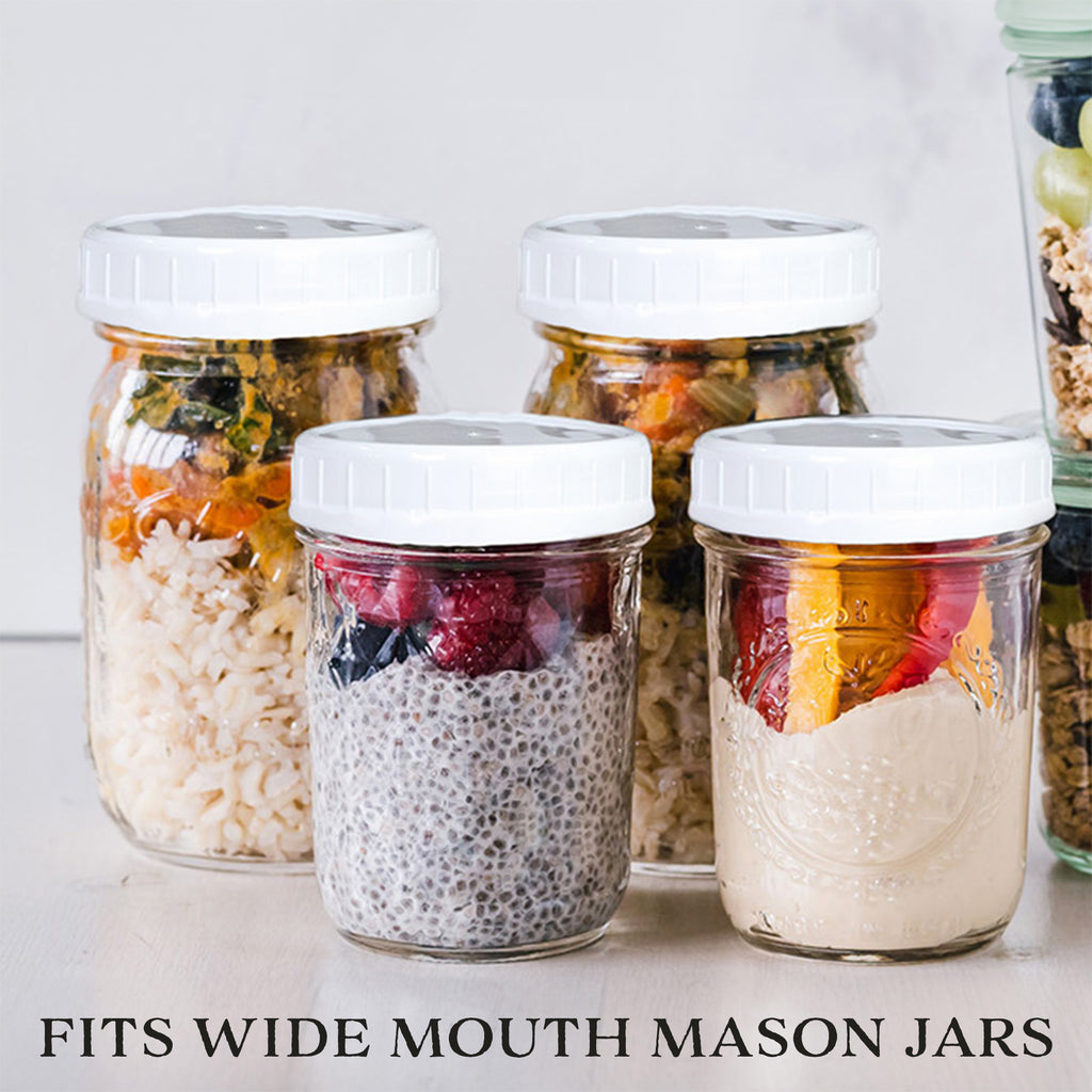 Wide Mouth Plastic Mason Jar Lids w/  Silicone Seal Rings - sh1876cb0LidRing