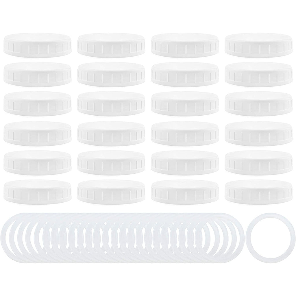 Wide Mouth Plastic Mason Jar Lids w/  Silicone Seal Rings - sh1876cb0LidRing