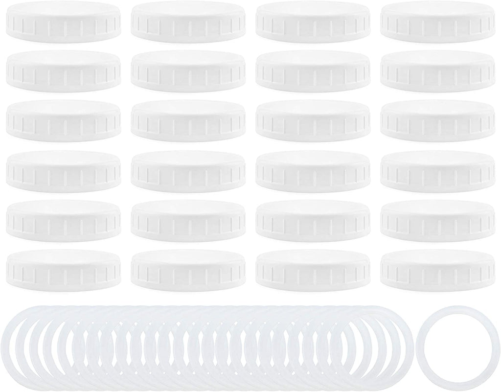 Wide Mouth Plastic Mason Jar Lids w/ Silicone Seal Rings (Case of 576) - 24X_SH_1876_CASE