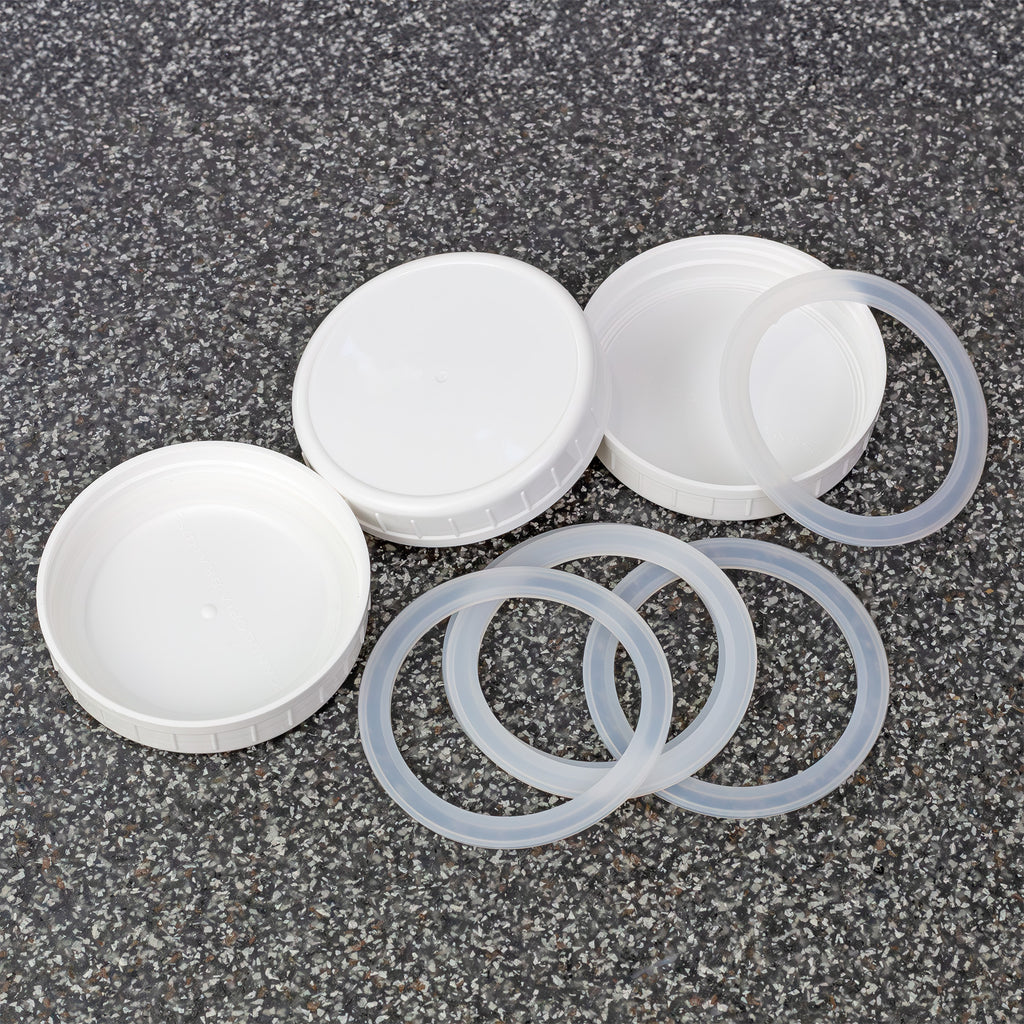 Wide Mouth Plastic Mason Jar Lids w/  Silicone Seal Rings - sh1876cb0LidRing