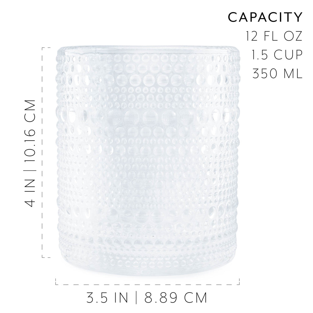 Hobnail Drinking Glasses (Clear, 12oz, Case of 36) - 6X_SH_1881_CASE