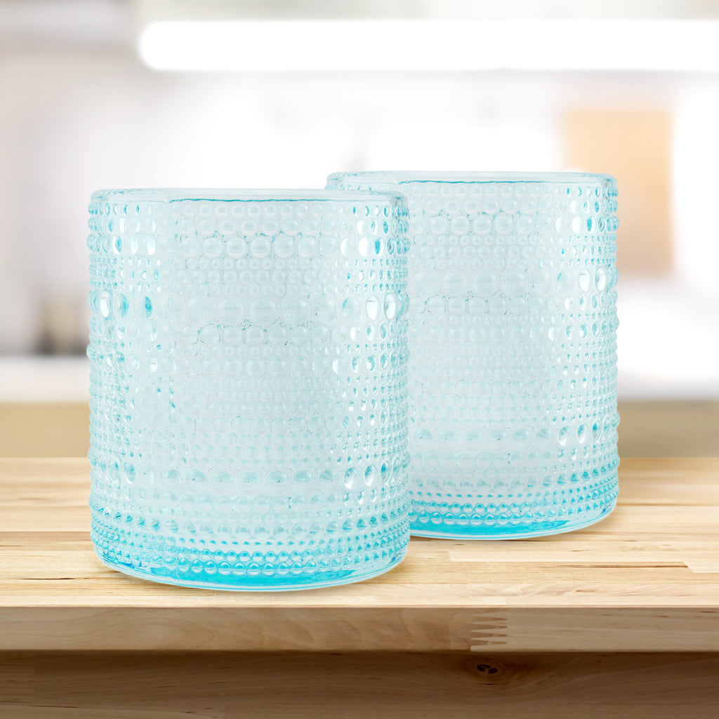 Hobnail Drinking Glasses (12oz, 6pk, Blue) - sh1882dar012ozBl