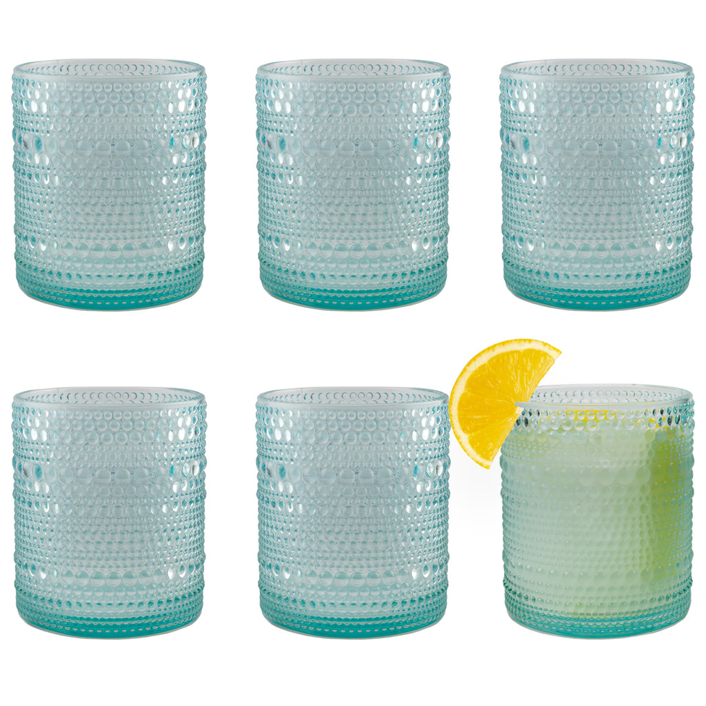 Hobnail Drinking Glasses (12oz, 6pk, Blue) - sh1882dar012ozBl