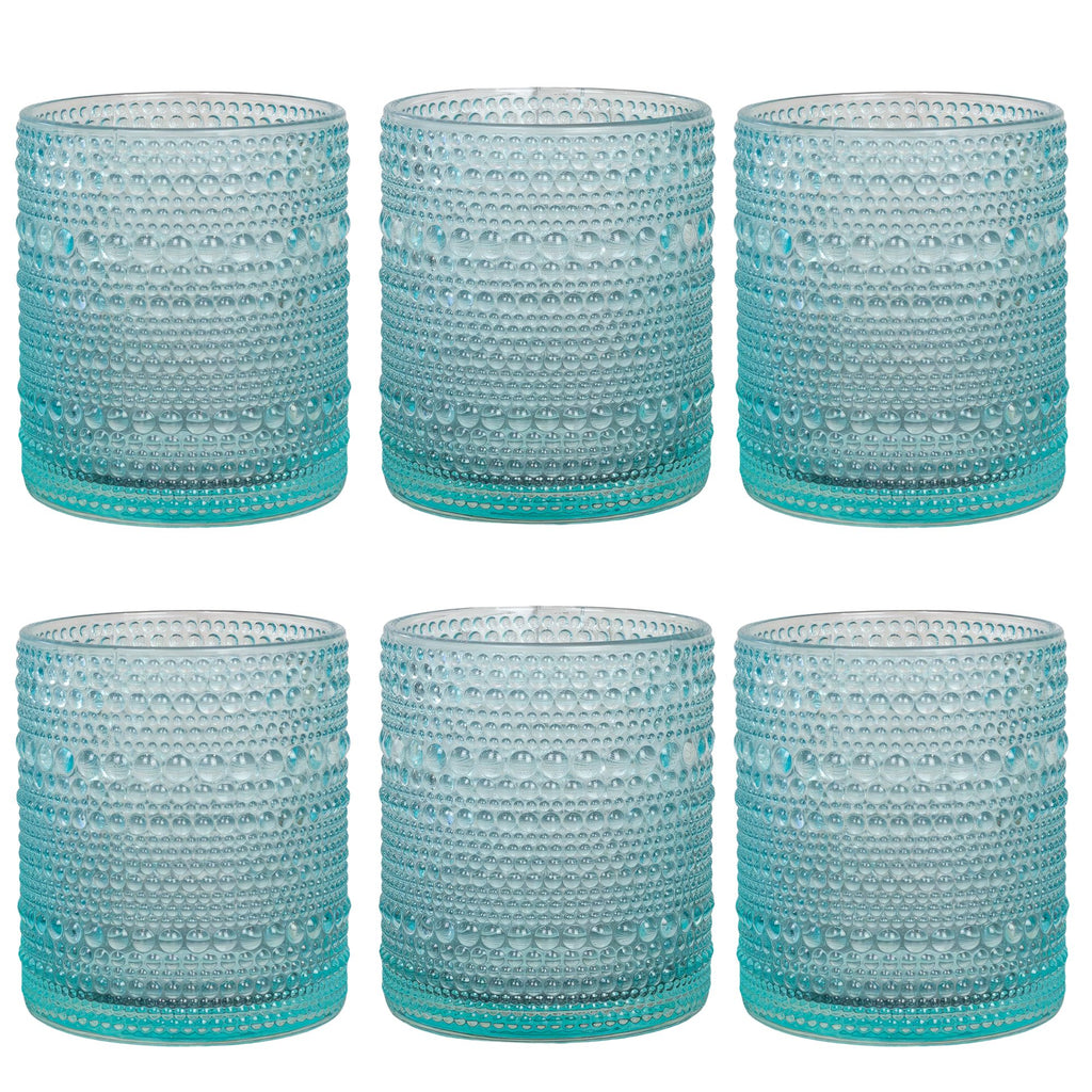 Hobnail Drinking Glasses (12oz, 6pk, Blue) - sh1882dar012ozBl